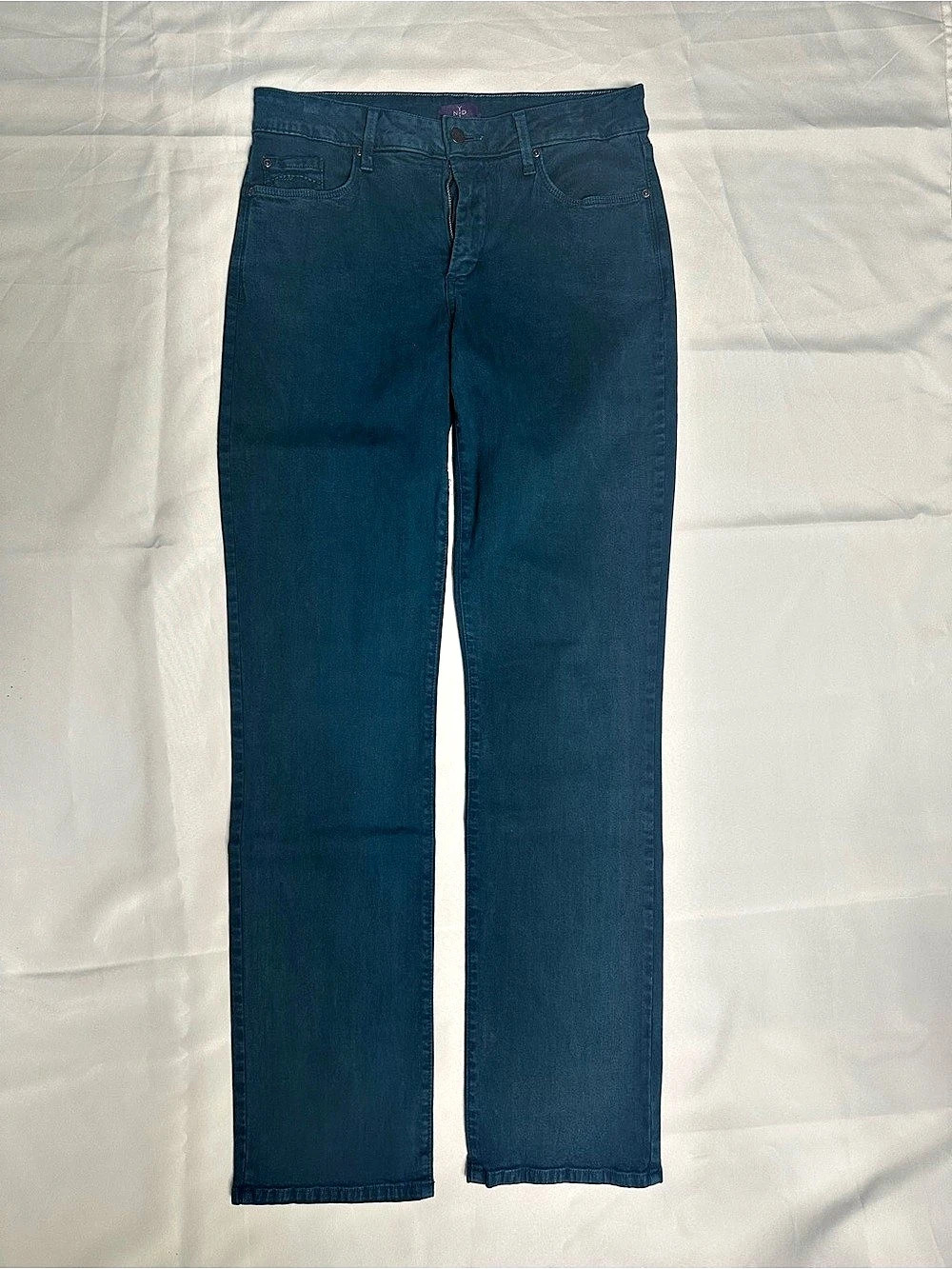 NYDJ Marilyn Straight Leg Jeans Teal Blue Waist 8